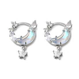 Латунный микропаве кубический цирконий с подвесками из смолы, без кадмия, без никеля и без свинца, звезда и луна