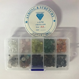 Kits de fabrication de bijoux diy, y compris 80 g perles de pierres précieuses naturelles et synthétiques et 1 rouleau de fil de cristal élastique