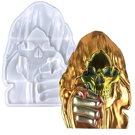 Moules en silicone de décoration d'affichage sur le thème de bricolage halloween, moules de résine, crâne mort
