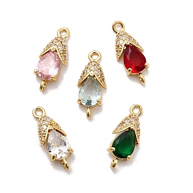 Шармы-соединители из латуни с паве из кубического циркония, кукурузные ссылки, реальный 18 k позолоченный