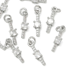 SHEGRACE Brass Micro Pave Cubic Zirconia Pendants, Cadmium Free & Nickel Free & Lead Free, Rectangle Charms, Clear