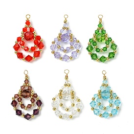 Imitation Austrian Crystal Beads with Eco-Friendly Copper Wire and Brass Beads Pendants