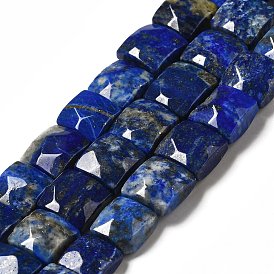 Hilos de cuentas de lapislázuli natural, facetados, plaza
