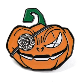 Halloween Pumpkin Pirate Enamel Pins, Alloy Crystal Rhinestone Brooch for Backpack Clothes