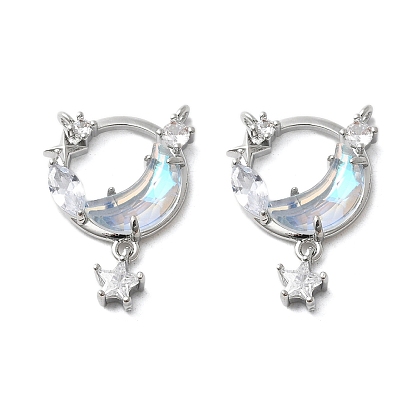 Латунный микропаве кубический цирконий с подвесками из смолы, без кадмия, без никеля и без свинца, звезда и луна