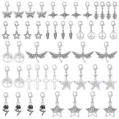 12шт 6 стиль сплав подвесные украшения, Сплав с застежками когтя омара, разнообразные