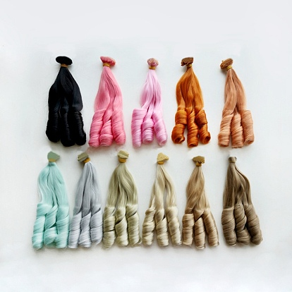 High Temperature Fiber Long Flat Curly Hairstyle Doll Wig Hair, for DIY Girl BJD Makings Accessories