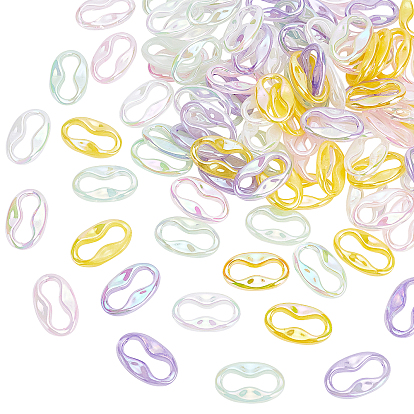 Transparent Acrylic Linking Rings, AB Color Plated, Imitation Gemstone Style, Oval