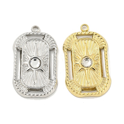 304 из нержавеющей стали горный хрусталь подвески, прямоугольник с солнечным шармом