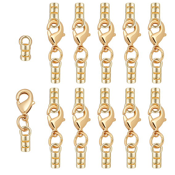 12шт. латунные наконечники шнура, с латунными карабин-лобстерами 