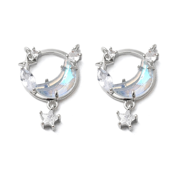 Латунный микропаве кубический цирконий с подвесками из смолы, без кадмия, без никеля и без свинца, звезда и луна