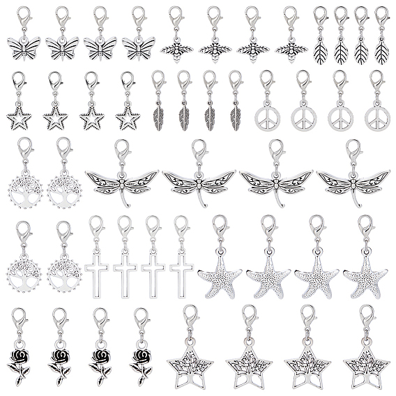 12шт 6 стиль сплав подвесные украшения, Сплав с застежками когтя омара, разнообразные