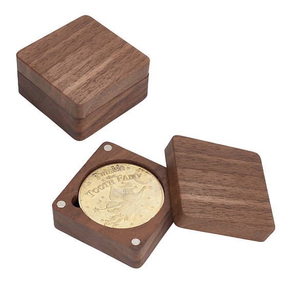 Walnut Coin Storage Box, Square
