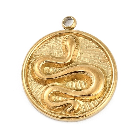 304 подвески из нержавеющей стали, плоская круглая с подвеской в виде змеи, ионное покрытие (ip)