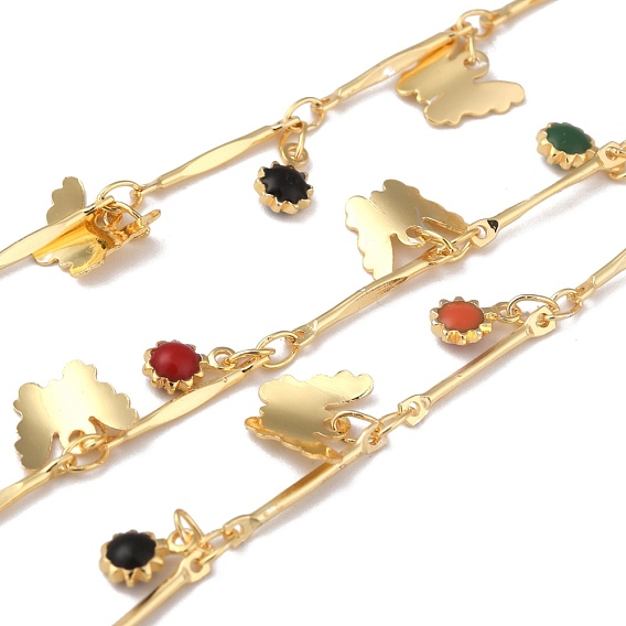 Латунная звено цепи, с эмалевыми прелестями, долговечный, с катушкой, пайки, бабочки и плоские круглые