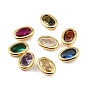 Brass Pave Cubic Zirconia Cabochons, Oval, Faceted, Pointed Back, Rack Plating, Long-Lasting Plated, Cadmium Free & Lead Free, Real 18K Gold Plated