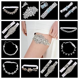 Хрустальные кружевные пояса для ног невесты с цветочным принтом, свадебные подвязки