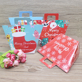 Christmas Theme Rectangle Foldable Creative Kraft Paper Gift Bag, with Handle, Wedding Favor Bag