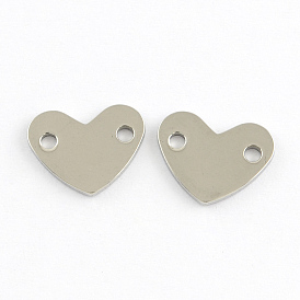 Heart Stainless Steel Links Connectors, 14x11x1mm, Hole: 2mm