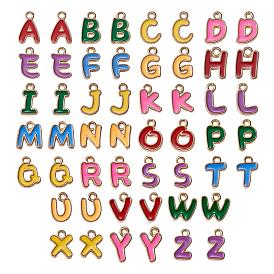 52 pièces alphabet charme pendentif coloré alliage émail lettre charme alphabet az pendentif pour bijoux collier boucle d'oreille faire de l'artisanat