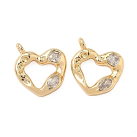 Латунные подвески в форме сердца с микропаве из кубического циркония, сердце