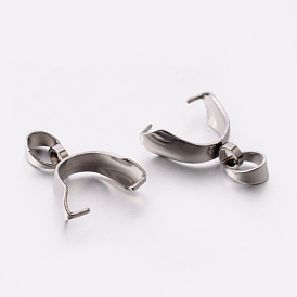 201 нержавеющей стали поручительств щепотка, щепотка под залог для изготовления кулона, 12.5x5 мм, отверстие : 5x3.5 мм, штифты : 0.6 мм