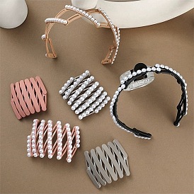 Plastic Pearl Portable Hair Bands for Girls Women