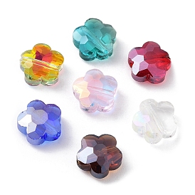 Transparent Electroplate Glass Beads, AB Color, Faceted Flower