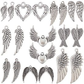 60 шт 10 стили подвески из сплава в тибетском стиле, Крыло-сердце и подвеска-крыло
