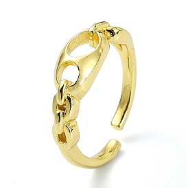 Brass with Cubic Zirconia Open Cuff Ring, Hollow Oval
