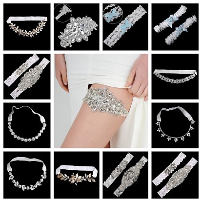 Хрустальные кружевные пояса для ног невесты с цветочным принтом, свадебные подвязки