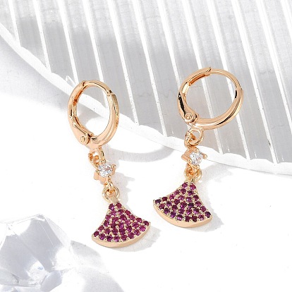 Латунные микропроволочные кубические серьги с цирконием, стойки покрытие, долговечный, без свинца и без кадмия, вентилятор