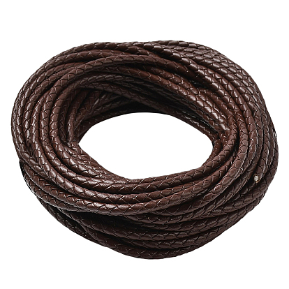 5м плетеный кожаный шнур с сердечником, кожаный шнур ювелирных изделий, ювелирные изделия DIY делает материал, окрашенные, круглые