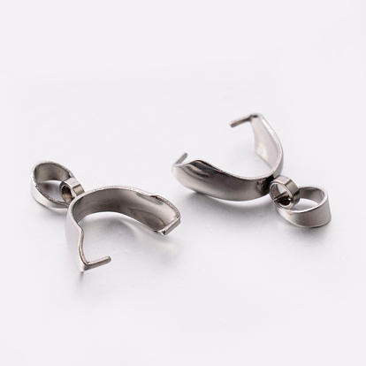201 нержавеющей стали поручительств щепотка, щепотка под залог для изготовления кулона, 12.5x5 мм, отверстие : 5x3.5 мм, штифты : 0.6 мм