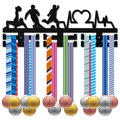 Вешалка для медалей из модного дерева, 2 линейная настенная стойка, с винтами и дюбелем