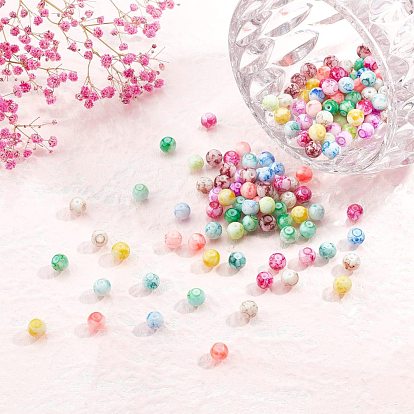 Ensembles de fabrication de boucles d'oreilles et de bracelets sunnyclue DIY, y compris les perles de verre peintes à la bombe, Crochets d'oreille en laiton, perles d'espacement en laiton et alliage, Fil cristal, fil élastique, ciseaux en acier et aiguilles à perles en fer