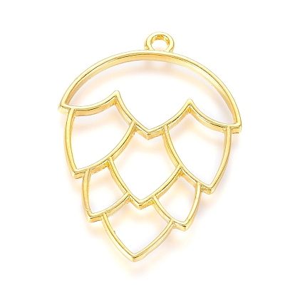 Alloy Open Back Bezel Pendants, For DIY UV Resin, Epoxy Resin, Pressed Flower Jewelry, Pine Cone
