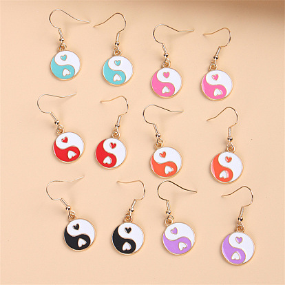 Colorful Tai Chi Yin Yang Round Earrings - Fashionable Accessories, Creative Ear Jewelry.