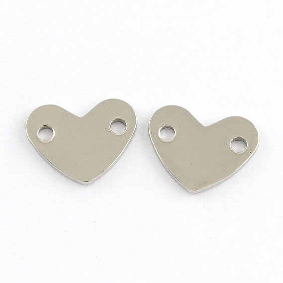 Heart Stainless Steel Links Connectors, 14x11x1mm, Hole: 2mm