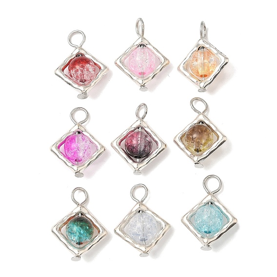 Прозрачный акрил с трещинками и подвесками из сплава, ромб