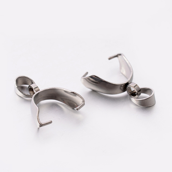 201 нержавеющей стали поручительств щепотка, щепотка под залог для изготовления кулона, 12.5x5 мм, отверстие : 5x3.5 мм, штифты : 0.6 мм