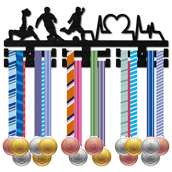 Вешалка для медалей из модного дерева, 2 линейная настенная стойка, с винтами и дюбелем