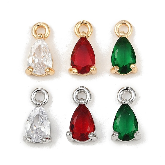 Латунные микро проложить кубического циркония подвески, слезинки, без кадмия, без никеля и без свинца, настоящий 18k позолоченный/платиновый