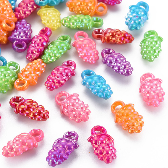 Autumn Theme Plastic Pendants, AB Color, Grape