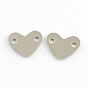 Heart Stainless Steel Links Connectors, 14x11x1mm, Hole: 2mm