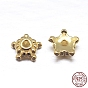 Real 18K Gold Plated 5-Petal 925 Sterling Silver Bead Caps, Star, 5x2mm, Hole: 1mm, about 117pcs/20g