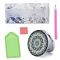 DIY Diamond Painting Stickers Kits For Plastic Mirror Making, with Glass, Resin Rhinestones, Diamond Sticky Pen, Tray Plate and Glue Clay, Flat Round with Mandala Pattern
