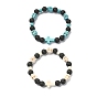 Dyed Natural & Synthetic Mixed Gemstone Skull & Cross Beaded Stretch Bracelets