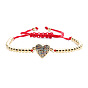 Copper Inlaid Zircon Heart Paw LOVE Chain Bracelet Jewelry