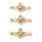 SHEGRACE Brass Micro Pave Clear Cubic Zirconi Fold Over Clasps, Flower, Cadmium Free & Lead Free & Nickel Free